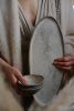 Tapas SET - textured open bowls x3 , natural shape elongated | Plate in Dinnerware by Laima Ceramics. Item composed of stoneware in minimalism style
