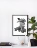 Wales Print, Welsh Map Wall Art, Black and White Drawing | Prints by Carissa Tanton. Item composed of paper