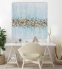 Abstract gold leaf painting blue painting gold dots silver | Oil And Acrylic Painting in Paintings by Berez Art. Item made of canvas works with coastal & modern style