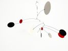 Mobile for Low Ceilings in Zen Style Black Red White | Wall Sculpture in Wall Hangings by Skysetter Designs. Item composed of metal in modern style