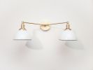 2-Light Vanity Mirror Sconce - Live Brass Modern Double | Sconces by Retro Steam Works. Item made of metal with glass