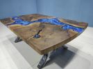 Custom Order Ocean River Epoxy Coffee Table - Blue Epoxy | Dining Table in Tables by LuxuryEpoxyFurniture. Item composed of wood & synthetic