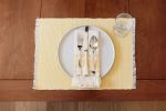 Inabel Placemat | Pastel Yellow | Tableware by NEEPA HUT. Item made of cotton