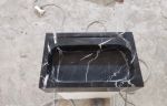 Nero Marquina Marble Sink: Black Satin Washbasin, Wall Mount Vanity (16''x24x5”) | Water Fixtures by AEGEAN MARBLE ARTISAN ATELIER