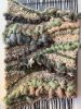lime green neutral brown knotted weaving | Tapestry in Wall Hangings by Wolfpit Studio. Item made of wood with cotton works with boho & contemporary style