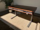 Slim Desk - 48" - Rustic Walnut - Blue Walnut Drawer | Tables by ROMI. Item made of walnut works with minimalism & mid century modern style