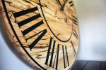 Solid Spalted Maple Wall Clock with Black Lines and Roman Nu | Decorative Objects by Hazel Oak Farms. Item composed of maple wood
