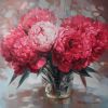 Peonies oil painting, Canvas original art, Bloom flower | Oil And Acrylic Painting in Paintings by Natart. Item composed of canvas and synthetic in contemporary style