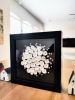 Framed black and white floral bookshelf decor, ivory | Wall Sculpture in Wall Hangings by Natasha Kanevski. Item in minimalism or contemporary style