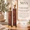 Handmade Mahogany Veneer Candle Holders, Geometric Marquetry, Modern Scandinavian Decor (Pair),Housewarming Gift | Decorative Objects by Vesta Corte