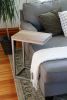 Solid Ash Wood & Silver Metal C Table with Grey Stain | Side Table in Tables by Hazel Oak Farms. Item composed of wood & steel