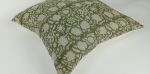 green floral block print pillow, green floral pillow, green | Pillows by Velvet Fringe