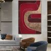 Rich Burgundy Abstract Art | Oil And Acrylic Painting in Paintings by Berezart. Item made of canvas works with minimalism & mid century modern style