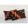 Handmade Wool Red Organic Kilim Pillow, Pair Boho Pillow | Sham in Linens & Bedding by Vintage Pillows Store. Item made of cotton & fiber