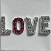 Love with Pink "O" Crystal 4" x 4" | Mixed Media in Paintings by Emeline Tate. Item composed of canvas and synthetic