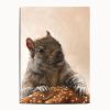 Squirrel with Bagel Art Print, Quirky Animal Wall, Giclée Fine Art Paper | Prints by The Ugly Cat Studio