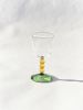 Hand Blown Circle Stem Wine Glass in Yellow/Green | Drinkware by Barton Croft. Item made of glass works with country & farmhouse & japandi style