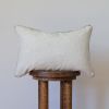 Wool with Grey Dots and Leather Welt Lumbar Pillow 12x18 | Pillows by Vantage Design