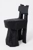 Brutalist Sculptural Stool, Carved, Solid Wood, Oak, Black, Rustic | Chairs by Logniture