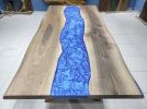 Dark Walnut Living Edge Epoxy Dining Table, Kitchen table | Tables by LuxuryEpoxyFurniture. Item composed of wood & synthetic