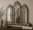 Handmade Bone Inlay Arch Mirror Set of 3, Gothic Cathedral Window Wall Mirror | Decorative Objects by IKKAZA