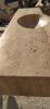 Hand Carved Travertine Sink: Wall Mount Farmhouse Washbasin (67"x20"x5.5") | Water Fixtures by AEGEAN MARBLE ARTISAN ATELIER