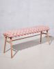 Rose Pink Vegan Suede Woven Bench | Benches & Ottomans by Knots Studio. Item made of walnut & fabric