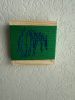 Mini Woven Tile - String Theory-  Green and Blue #1 | Embroidery in Wall Hangings by Mpwovenn Fiber Art by Mindy Pantuso
