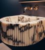 Calacatta Viola Marble Fluted Sink: Luxury Bathroom Vanity | Water Fixtures by AYMARBLEDESIGN LLC