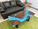 Claro Walnut Burl Resin River Coffee Table | Tables by Carlberg Design. Item composed of walnut & steel compatible with mid century modern and modern style