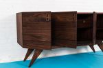 "The Haven", A Mid Century Modern Solid Walnut Credenza | Storage by MODERNCRE8VE. Item composed of walnut