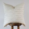 White Chenille with Cream Wave Motif Decorative Pillow 22x22 | Pillows by Vantage Design