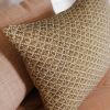 Olive Green Floral Motif on Linen Lumbar Pillow 12x18 | Pillows by Vantage Design