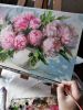 Pink peony painting original canvas art, Flowers art | Oil And Acrylic Painting in Paintings by Natart. Item composed of canvas & synthetic compatible with contemporary style