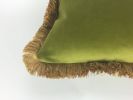 green and gold pillow // gold fringed pillow // green | Pillows by velvet + linen