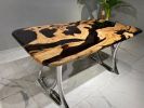 Olive Epoxy Table, Custom Resin Table, Dining Table | Tables by Tinella Wood. Item composed of wood & metal compatible with contemporary and art deco style