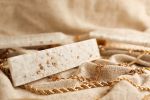 Pebble Gold Fleck White 3” CC Pull | Hardware by Windborne Studios. Item made of stone