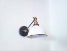 Adjustable Wall Sconce Industrial Light - Gold and White | Sconces by Retro Steam Works. Item made of metal with glass works with industrial style