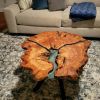 Live edge coffee table with epoxy | Tables by Ironscustomwood. Item composed of wood and synthetic