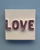 Love Pink Crystal 4" x 4" | Mixed Media in Paintings by Emeline Tate. Item made of canvas with synthetic