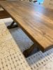 Solid Elm Dining Table with Trestle Legs | Tables by Good Wood Brothers. Item composed of wood compatible with mid century modern style