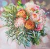 Wedding bouquet painting original art, Custom Bridal Bouquet | Oil And Acrylic Painting in Paintings by Natart. Item made of canvas with synthetic works with contemporary style