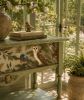 Hand-Painted Woodland Scene Solid Wood Narrow Console Table, Custom Art Furniture, Sage Green Finish | Tables by Birds and Gardens Inc. Item made of wood works with country & farmhouse & eclectic & maximalism style