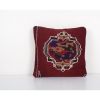 Handmade Wool Red Organic Kilim Pillow, Boho Pillow, Tribal | Cushion in Pillows by Vintage Pillows Store