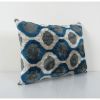 Ikat Blue Pillow Cover - Silk Ethnic Velvet Lumbar Pillow Co | Cushion in Pillows by Vintage Pillows Store