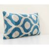 14" x 28" Ikat Blue Polka Dot Pillow Pillow Cover | Sham in Linens & Bedding by Vintage Pillows Store. Item made of cotton