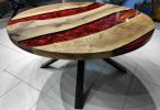 Custom Order 56 " Round Walnut Metallic Red Epoxy Dining | Dining Table in Tables by LuxuryEpoxyFurniture. Item composed of wood and synthetic