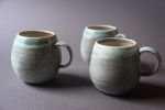 Turquoise  tea/coffee cup mug, white, handmade wheel thrown | Drinkware by Laima Ceramics. Item composed of stoneware compatible with minimalism style