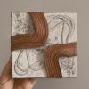 Abstract Sculpted Leather Wall Art Relief, 5x5 Square Canvas | Sculptures by Leather Spring Studio