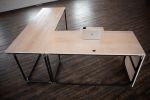 White Waterfall Solid Ash Wood Desk | Tables by Hazel Oak Farms. Item made of wood with steel